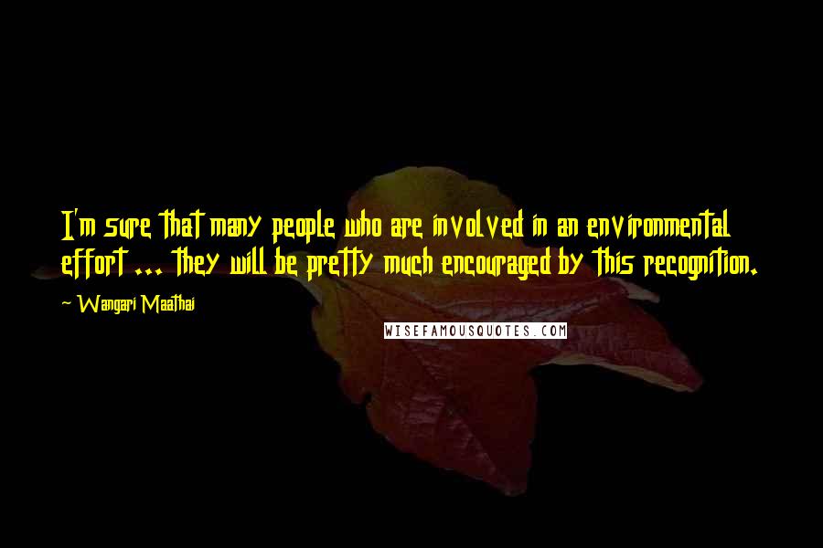 Wangari Maathai Quotes: I'm sure that many people who are involved in an environmental effort ... they will be pretty much encouraged by this recognition.