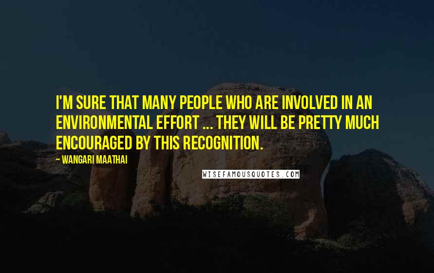 Wangari Maathai Quotes: I'm sure that many people who are involved in an environmental effort ... they will be pretty much encouraged by this recognition.