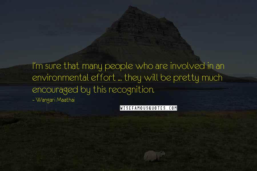 Wangari Maathai Quotes: I'm sure that many people who are involved in an environmental effort ... they will be pretty much encouraged by this recognition.