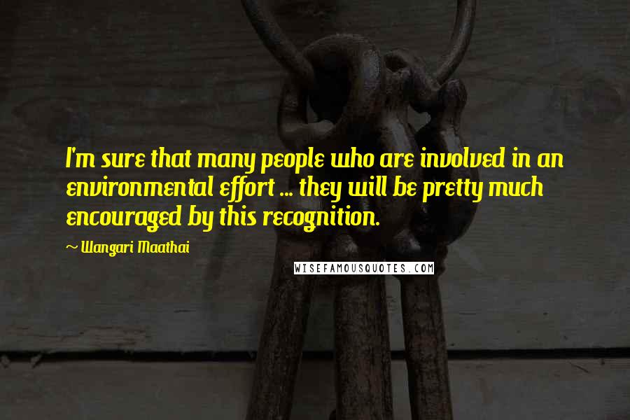 Wangari Maathai Quotes: I'm sure that many people who are involved in an environmental effort ... they will be pretty much encouraged by this recognition.