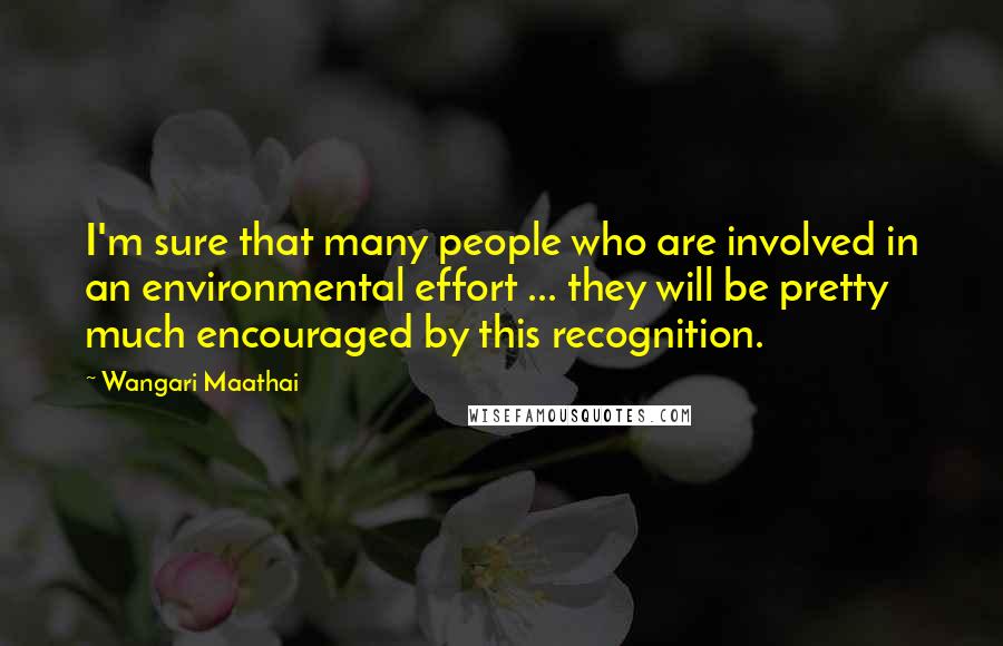Wangari Maathai Quotes: I'm sure that many people who are involved in an environmental effort ... they will be pretty much encouraged by this recognition.
