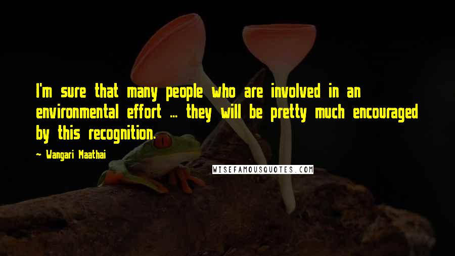 Wangari Maathai Quotes: I'm sure that many people who are involved in an environmental effort ... they will be pretty much encouraged by this recognition.