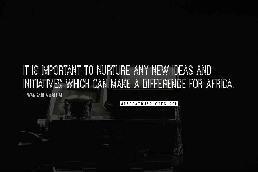 Wangari Maathai Quotes: It is important to nurture any new ideas and initiatives which can make a difference for Africa.