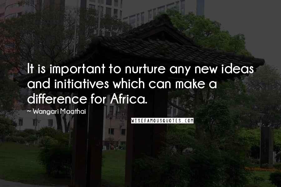 Wangari Maathai Quotes: It is important to nurture any new ideas and initiatives which can make a difference for Africa.