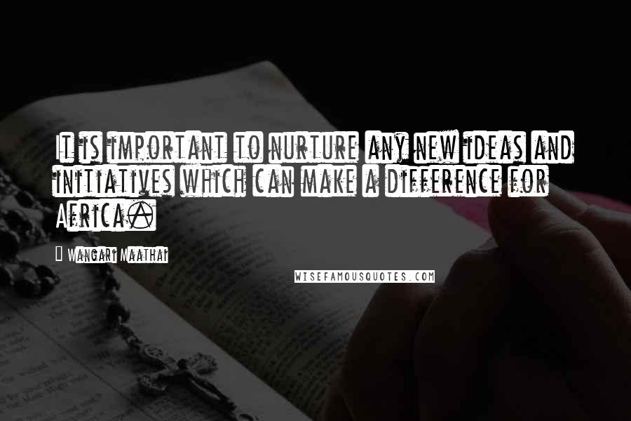 Wangari Maathai Quotes: It is important to nurture any new ideas and initiatives which can make a difference for Africa.