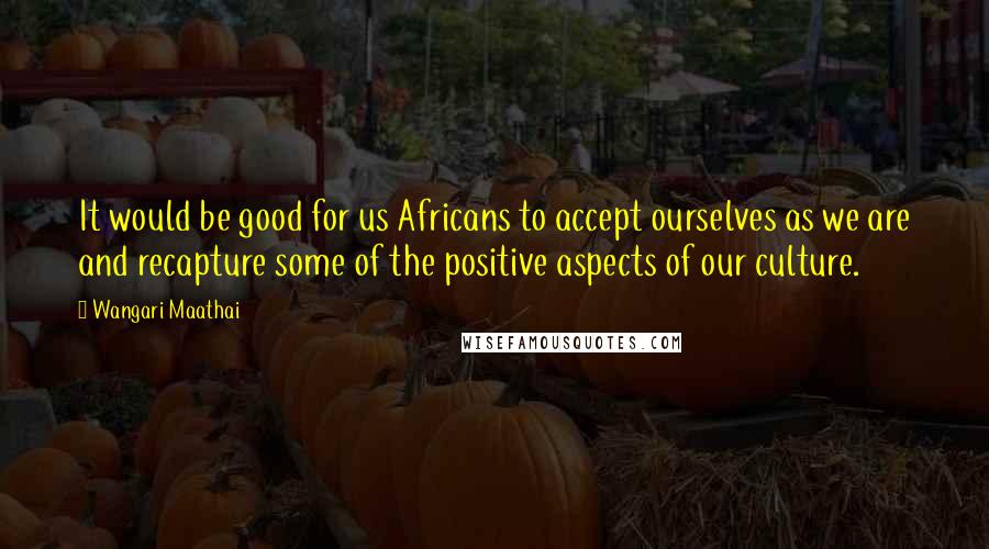 Wangari Maathai Quotes: It would be good for us Africans to accept ourselves as we are and recapture some of the positive aspects of our culture.