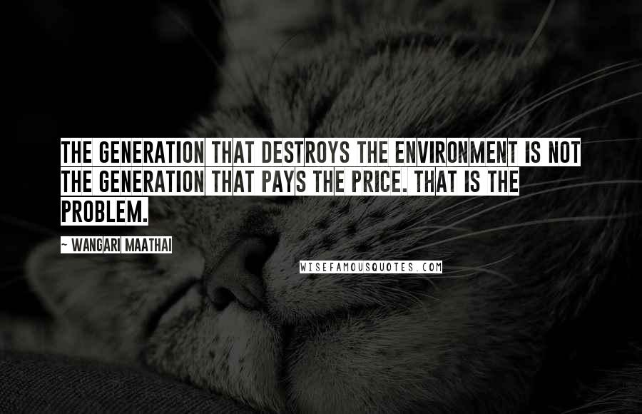 Wangari Maathai Quotes: The generation that destroys the environment is not the generation that pays the price. That is the problem.