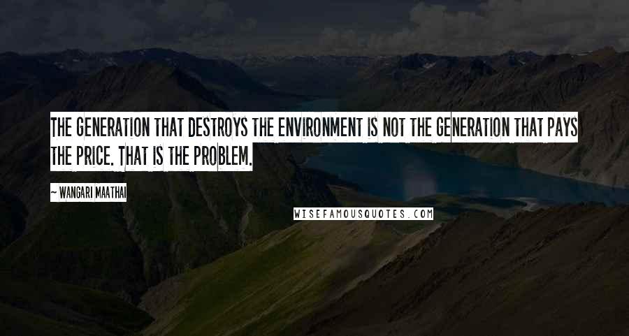 Wangari Maathai Quotes: The generation that destroys the environment is not the generation that pays the price. That is the problem.