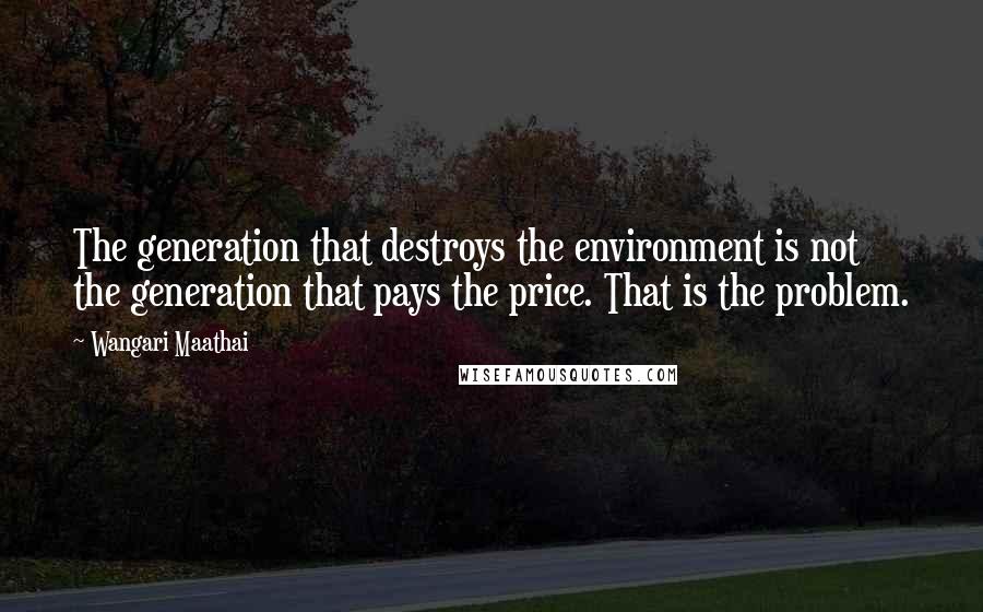 Wangari Maathai Quotes: The generation that destroys the environment is not the generation that pays the price. That is the problem.