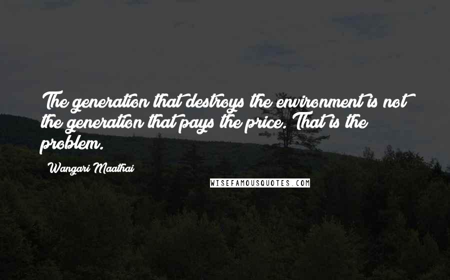Wangari Maathai Quotes: The generation that destroys the environment is not the generation that pays the price. That is the problem.
