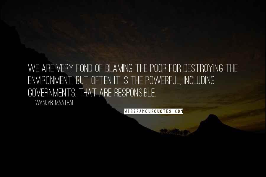 Wangari Maathai Quotes: We are very fond of blaming the poor for destroying the environment. But often it is the powerful, including governments, that are responsible.