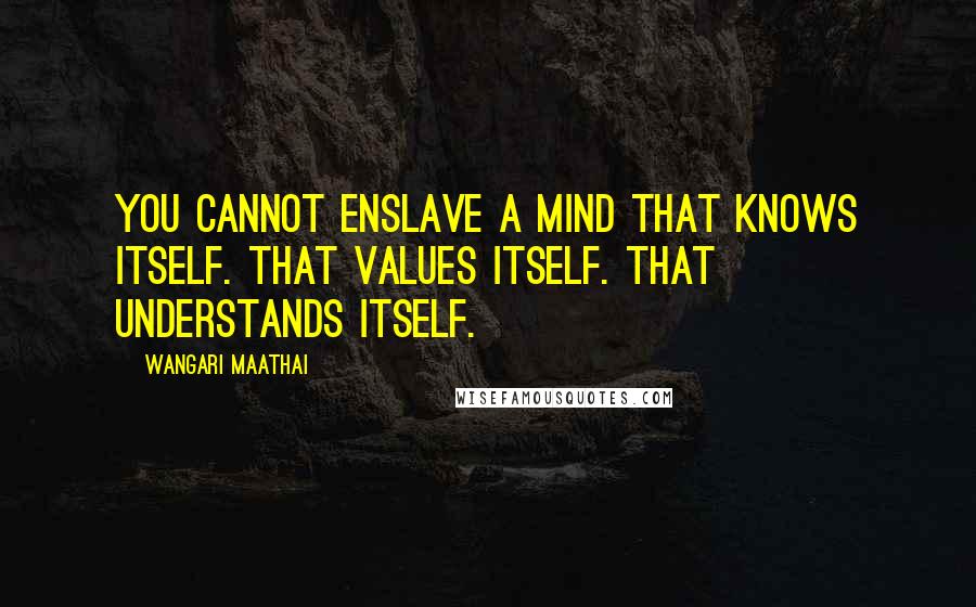 Wangari Maathai Quotes: You cannot enslave a mind that knows itself. That values itself. That understands itself.