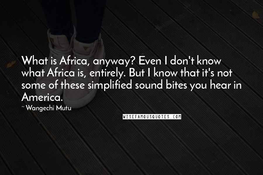 Wangechi Mutu Quotes: What is Africa, anyway? Even I don't know what Africa is, entirely. But I know that it's not some of these simplified sound bites you hear in America.