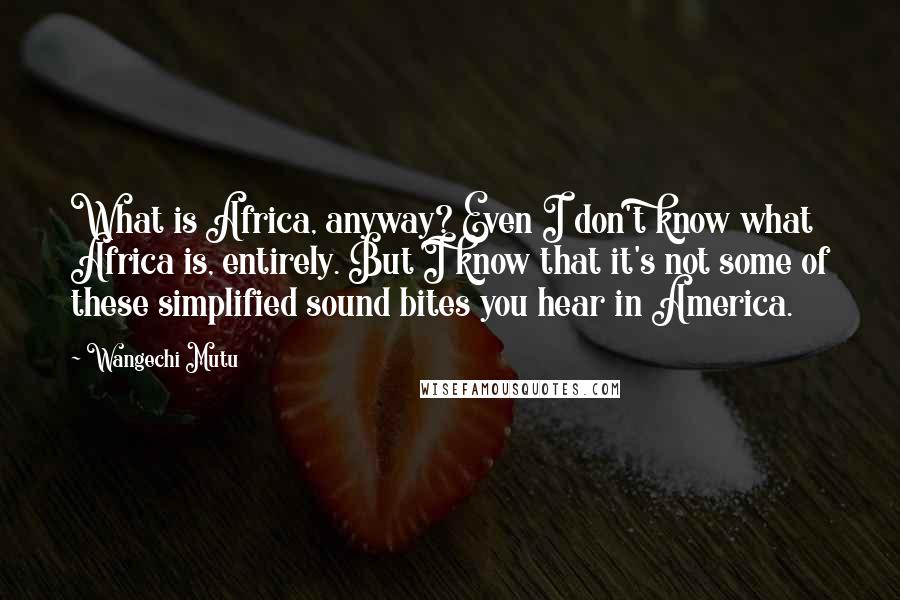 Wangechi Mutu Quotes: What is Africa, anyway? Even I don't know what Africa is, entirely. But I know that it's not some of these simplified sound bites you hear in America.