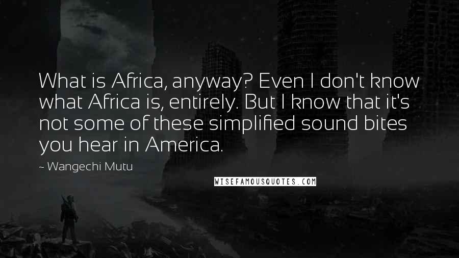 Wangechi Mutu Quotes: What is Africa, anyway? Even I don't know what Africa is, entirely. But I know that it's not some of these simplified sound bites you hear in America.