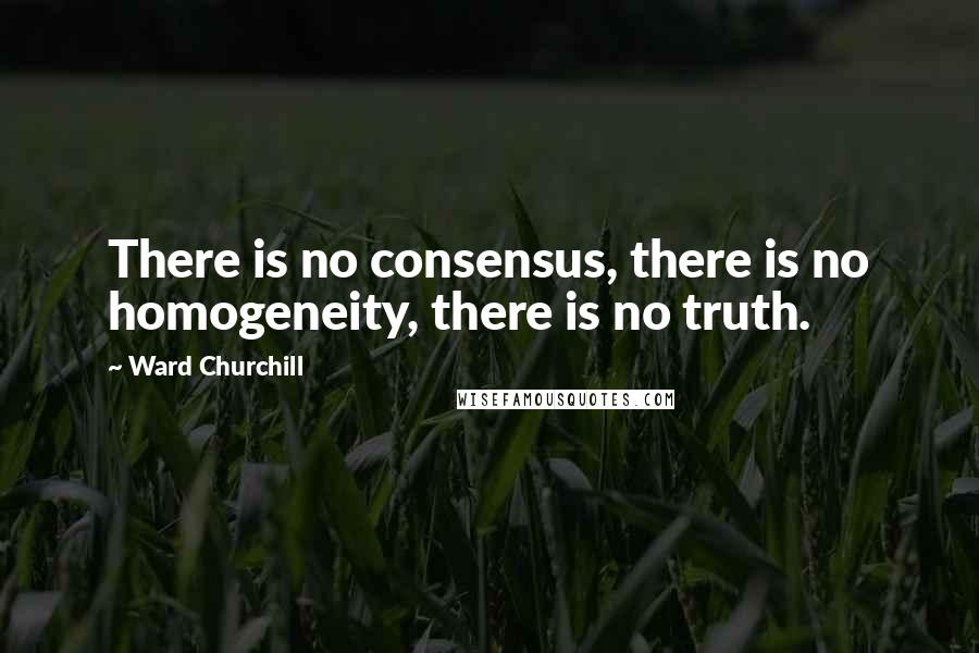 Ward Churchill Quotes: There is no consensus, there is no homogeneity, there is no truth.