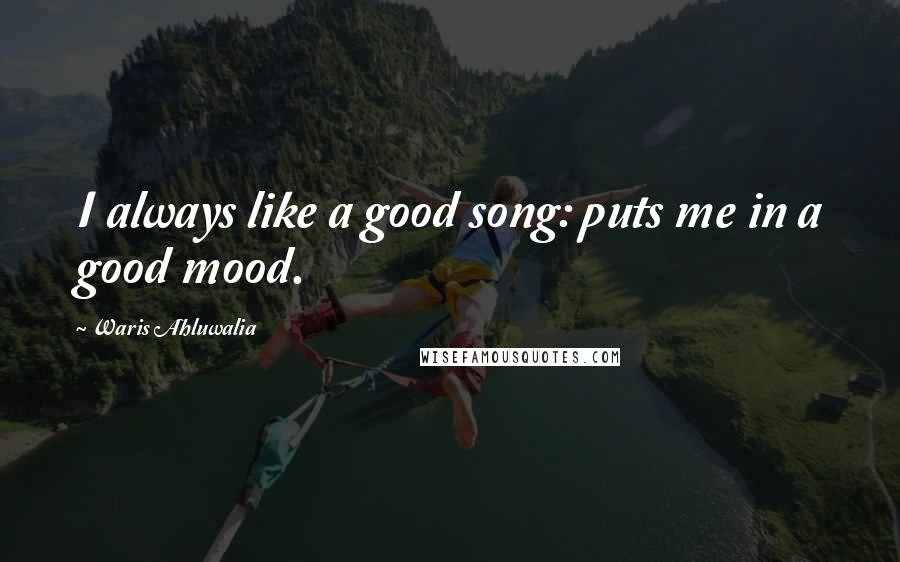 Waris Ahluwalia Quotes: I always like a good song: puts me in a good mood.