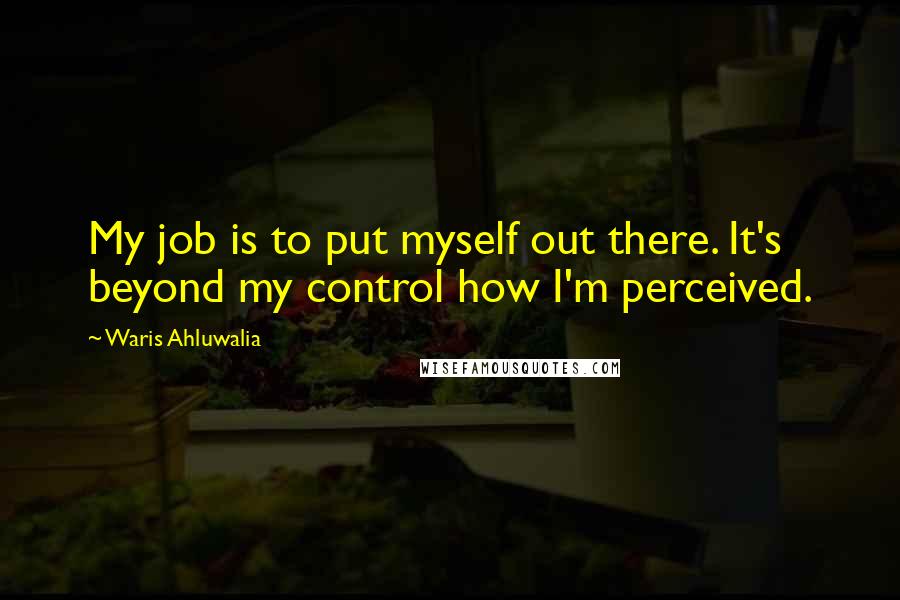 Waris Ahluwalia Quotes: My job is to put myself out there. It's beyond my control how I'm perceived.