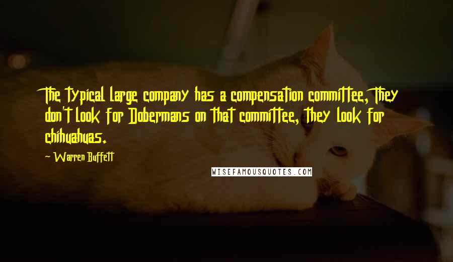 Warren Buffett Quotes: The typical large company has a compensation committee, They don't look for Dobermans on that committee, they look for chihuahuas.