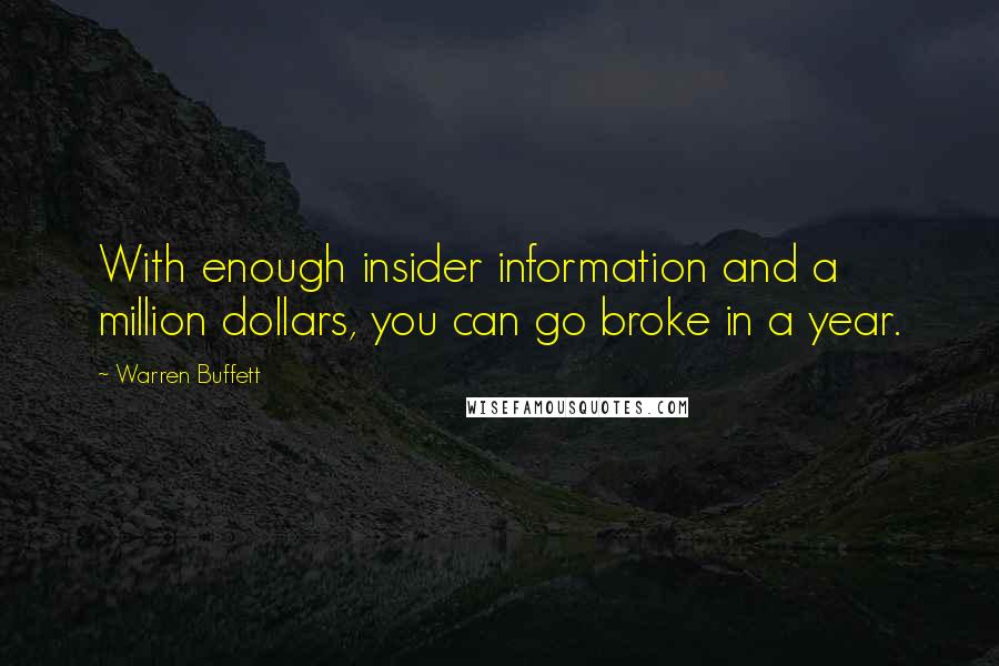 Warren Buffett Quotes: With enough insider information and a million dollars, you can go broke in a year.