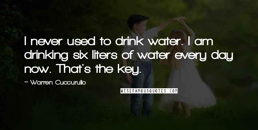 Warren Cuccurullo Quotes: I never used to drink water. I am drinking six liters of water every day now. That's the key.