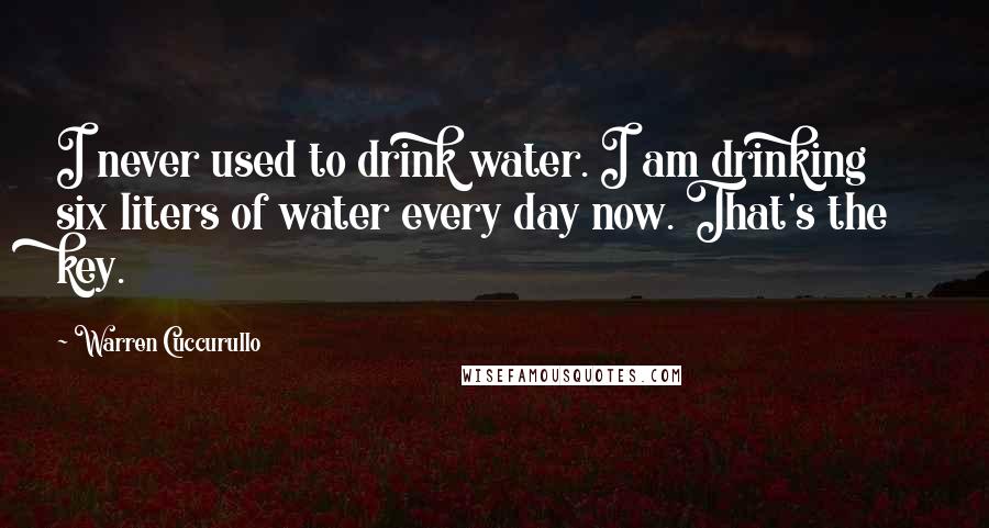 Warren Cuccurullo Quotes: I never used to drink water. I am drinking six liters of water every day now. That's the key.