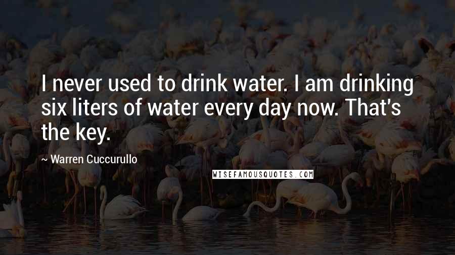 Warren Cuccurullo Quotes: I never used to drink water. I am drinking six liters of water every day now. That's the key.