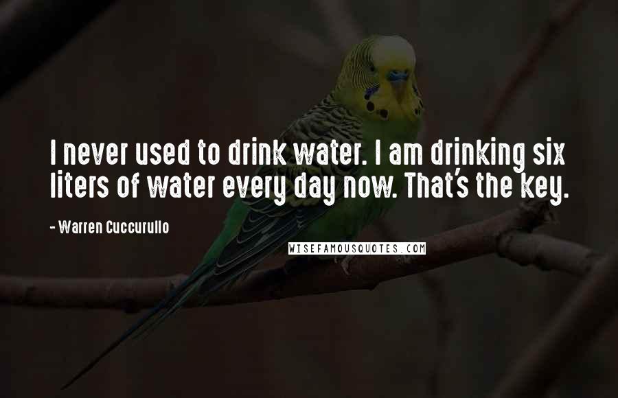 Warren Cuccurullo Quotes: I never used to drink water. I am drinking six liters of water every day now. That's the key.