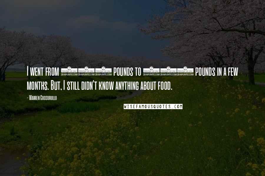 Warren Cuccurullo Quotes: I went from 118 pounds to 135 pounds in a few months. But, I still didn't know anything about food.