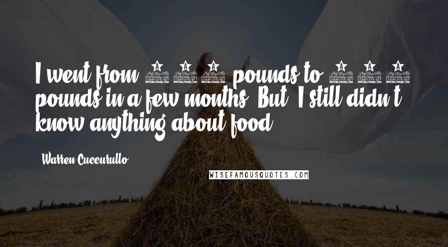 Warren Cuccurullo Quotes: I went from 118 pounds to 135 pounds in a few months. But, I still didn't know anything about food.