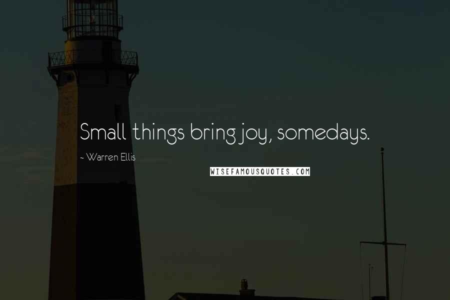 Warren Ellis Quotes: Small things bring joy, somedays.