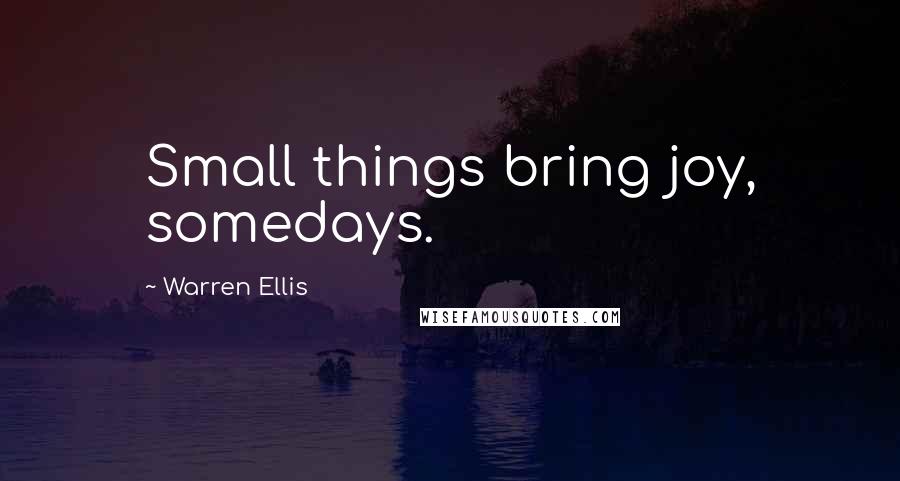 Warren Ellis Quotes: Small things bring joy, somedays.