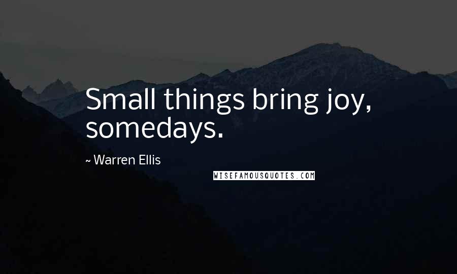 Warren Ellis Quotes: Small things bring joy, somedays.