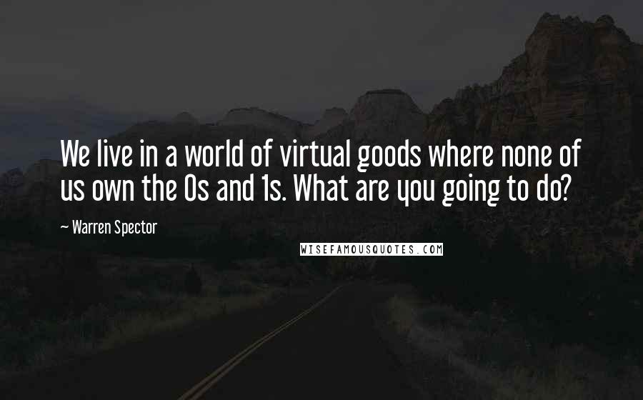 Warren Spector Quotes: We live in a world of virtual goods where none of us own the 0s and 1s. What are you going to do?