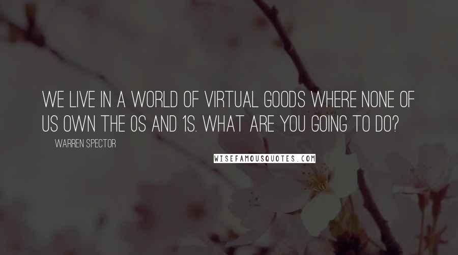 Warren Spector Quotes: We live in a world of virtual goods where none of us own the 0s and 1s. What are you going to do?