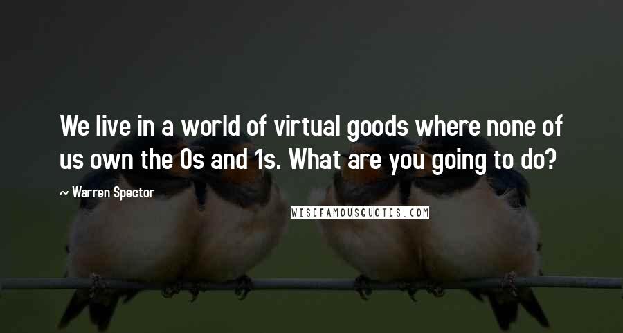 Warren Spector Quotes: We live in a world of virtual goods where none of us own the 0s and 1s. What are you going to do?