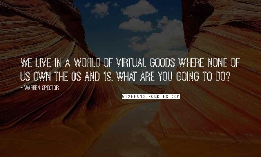 Warren Spector Quotes: We live in a world of virtual goods where none of us own the 0s and 1s. What are you going to do?