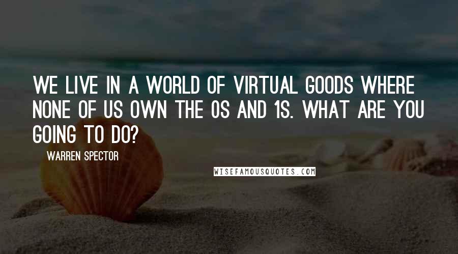 Warren Spector Quotes: We live in a world of virtual goods where none of us own the 0s and 1s. What are you going to do?