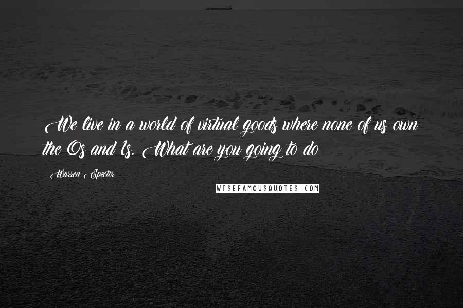 Warren Spector Quotes: We live in a world of virtual goods where none of us own the 0s and 1s. What are you going to do?