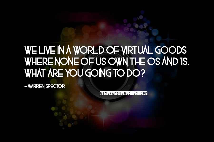 Warren Spector Quotes: We live in a world of virtual goods where none of us own the 0s and 1s. What are you going to do?