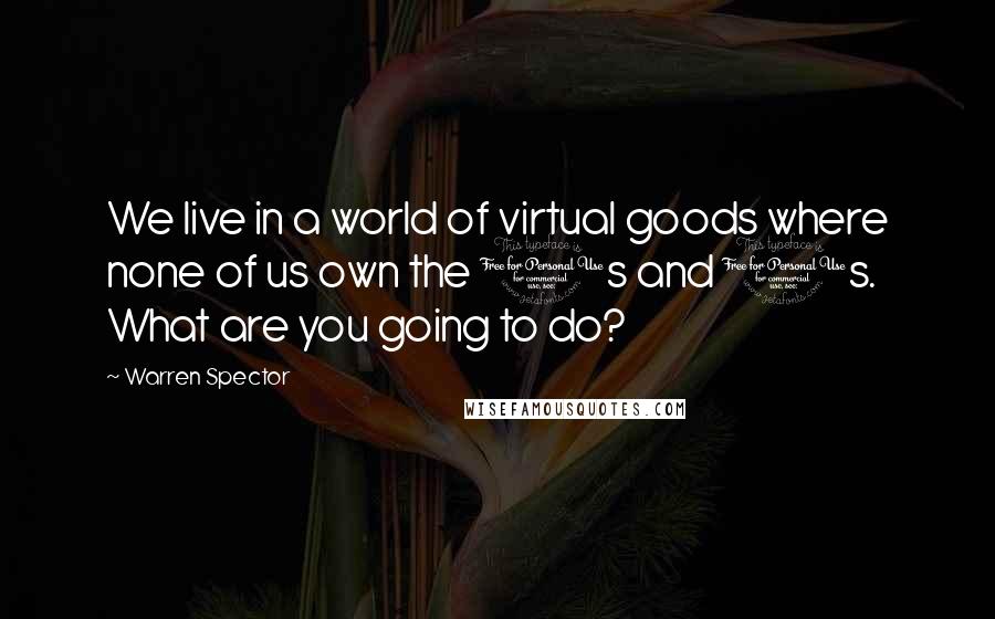 Warren Spector Quotes: We live in a world of virtual goods where none of us own the 0s and 1s. What are you going to do?
