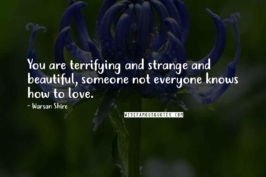 Warsan Shire Quotes: You are terrifying and strange and beautiful, someone not everyone knows how to love.
