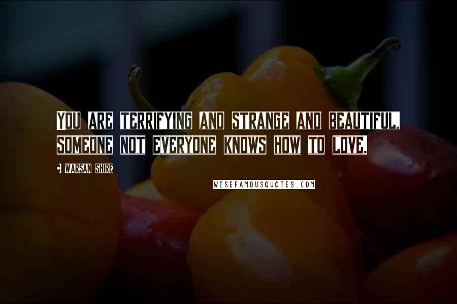 Warsan Shire Quotes: You are terrifying and strange and beautiful, someone not everyone knows how to love.