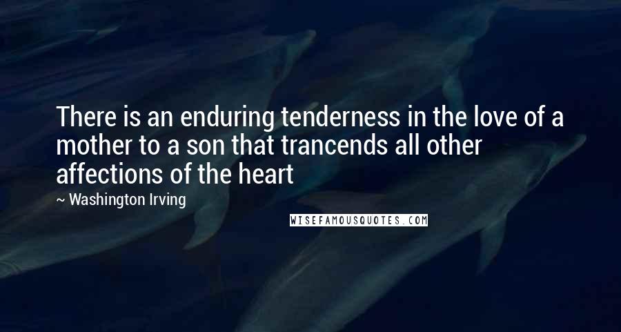 Washington Irving Quotes: There is an enduring tenderness in the love of a mother to a son that trancends all other affections of the heart