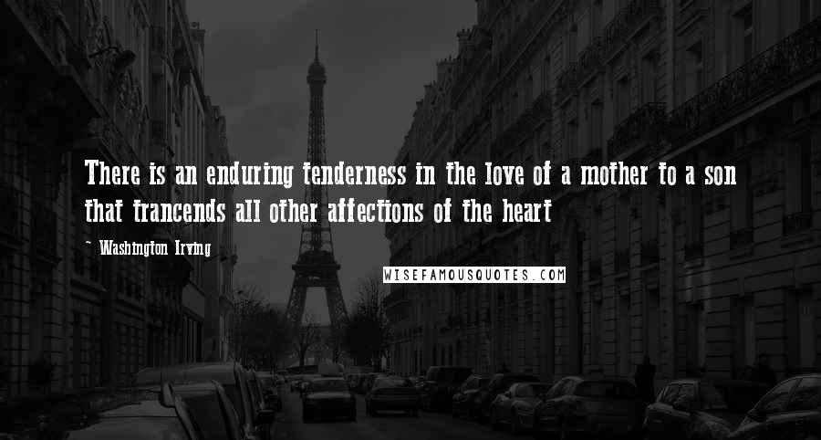 Washington Irving Quotes: There is an enduring tenderness in the love of a mother to a son that trancends all other affections of the heart