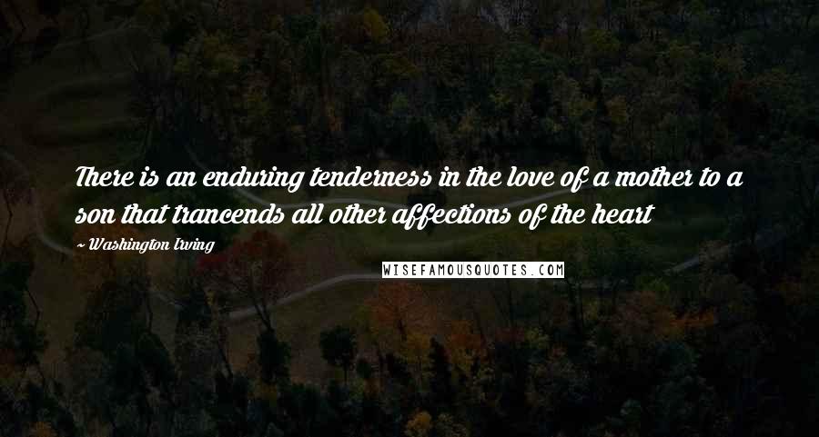 Washington Irving Quotes: There is an enduring tenderness in the love of a mother to a son that trancends all other affections of the heart