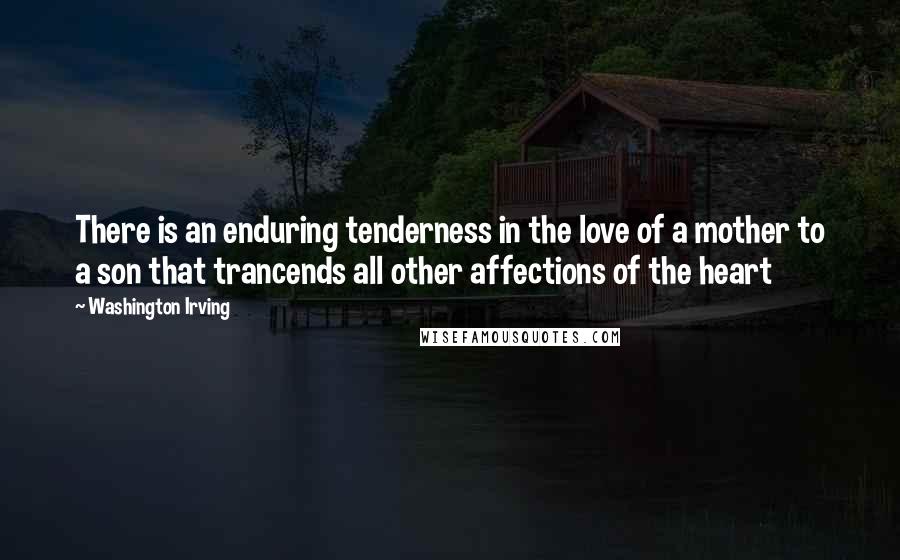 Washington Irving Quotes: There is an enduring tenderness in the love of a mother to a son that trancends all other affections of the heart