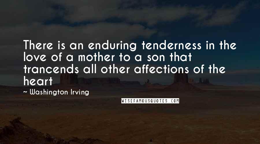 Washington Irving Quotes: There is an enduring tenderness in the love of a mother to a son that trancends all other affections of the heart