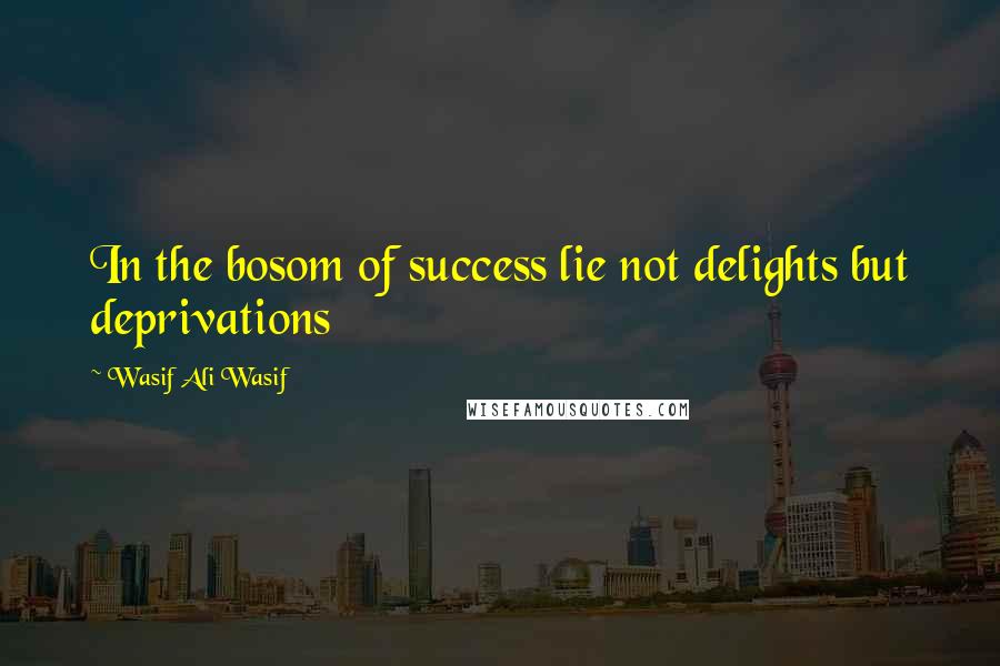 Wasif Ali Wasif Quotes: In the bosom of success lie not delights but deprivations