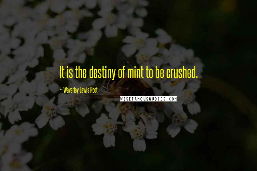 Waverley Lewis Root Quotes: It is the destiny of mint to be crushed.